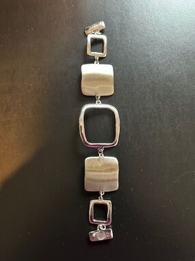 Chico's Silver Linked Geometric Bracelet